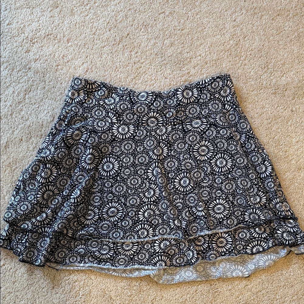 LOFT Black and White A-Line Skirt